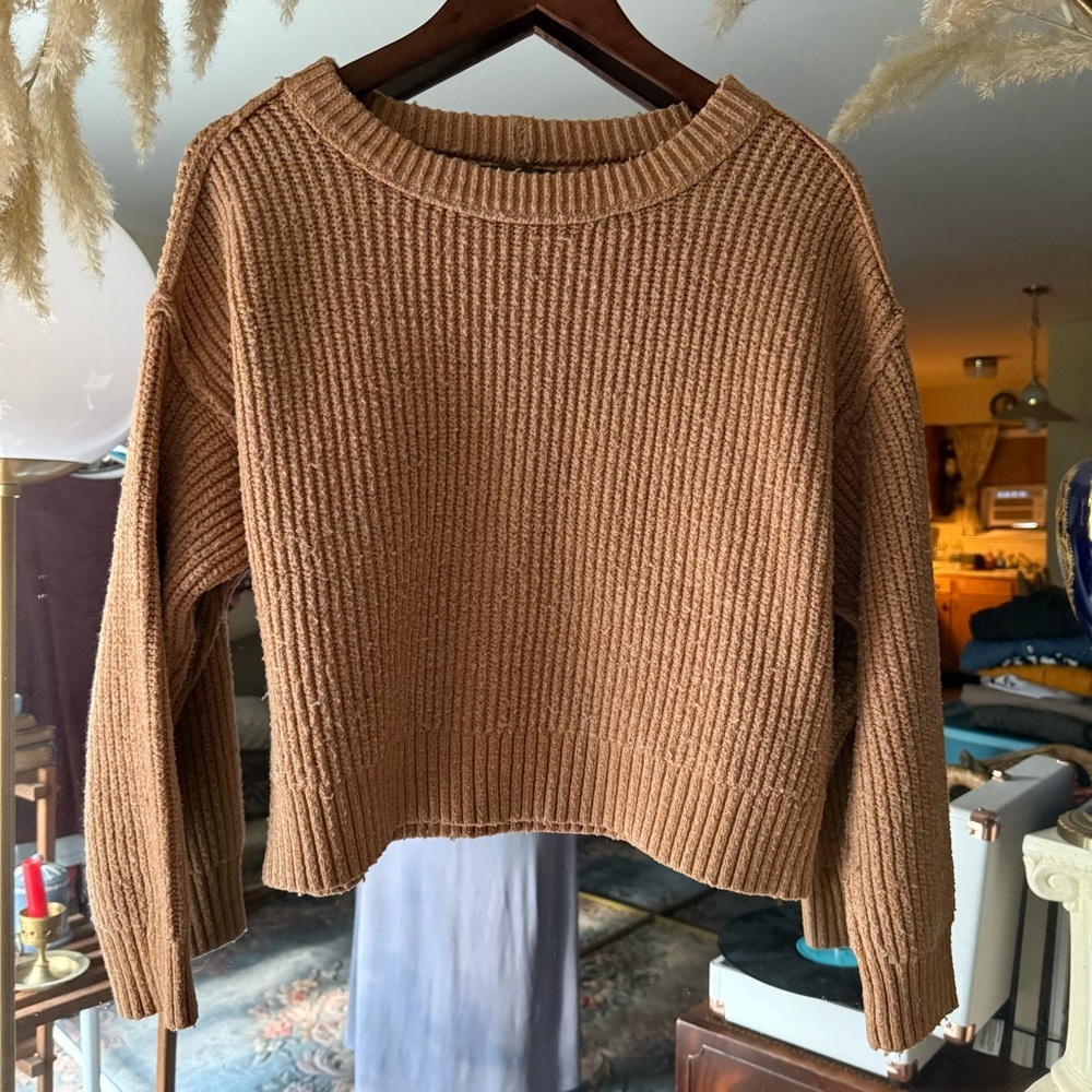 American Eagle Vintage Brown Ribbed Oversized Sweater